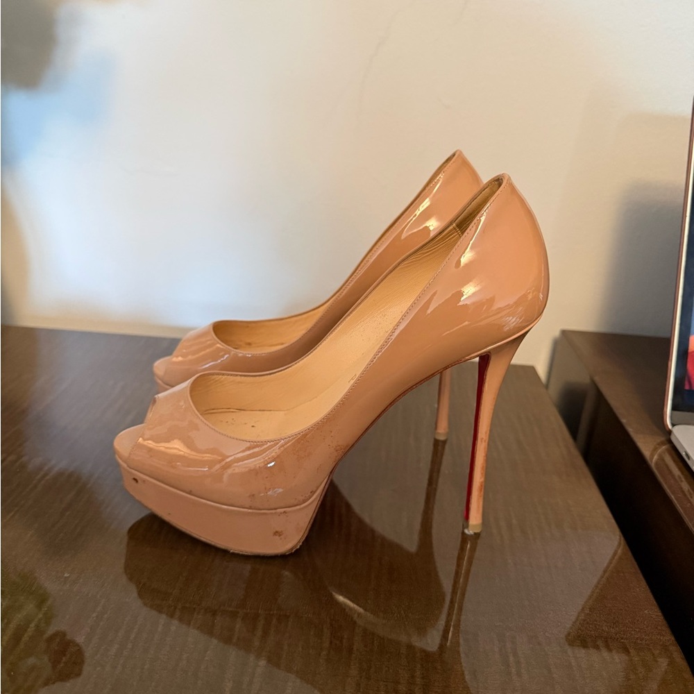 Christian Louboutin Elegant Nude Peep-Toe Heels